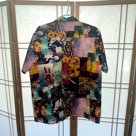 Reclaimed Vintage - Save Our Future Button Down Short Sleeve Shirt - Medium - Picture 2 of 5